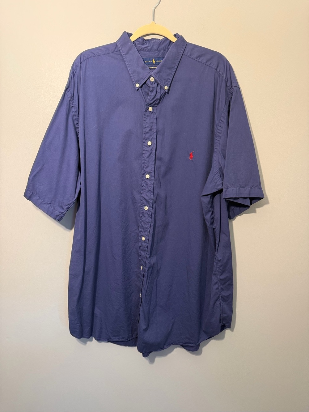 Ralph Lauren Button-Down Shirt in Navy with Red Polo Logo